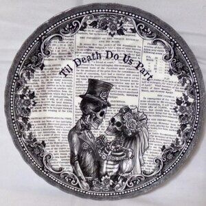 ROYAL WESSEX HALLOWEEN SKULL Wedding TIL DEATH DO US PART PLATE